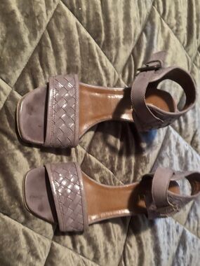 Sesto Meucci Mauve Braided Front Block Heel Sandals